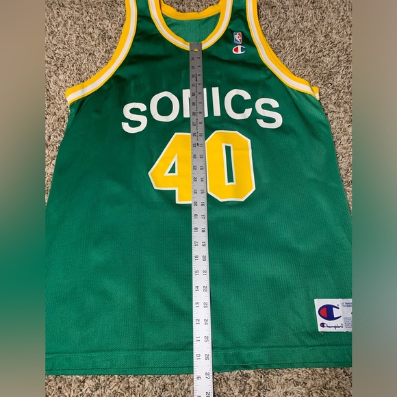 Vintage Champion NBA Seattle Supersonics Sonics Shawn Kemp #4 Jersey Sz 48 L-XL - Picture 8 of 9